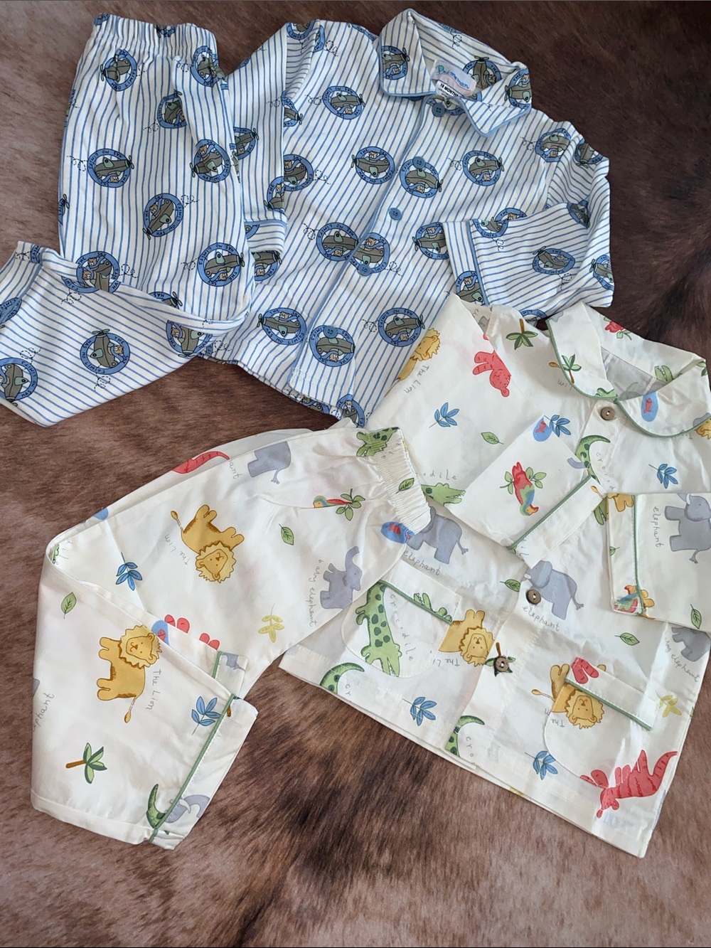 Vintage Baby Pajama Bundle 18M 2 Sets Airplane & Animal Print